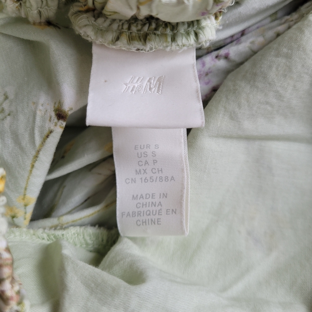 H&M Meadow Wildflowers Cottagecore Floral Dress Blogger Favorite Light Green S - Picture 12 of 16